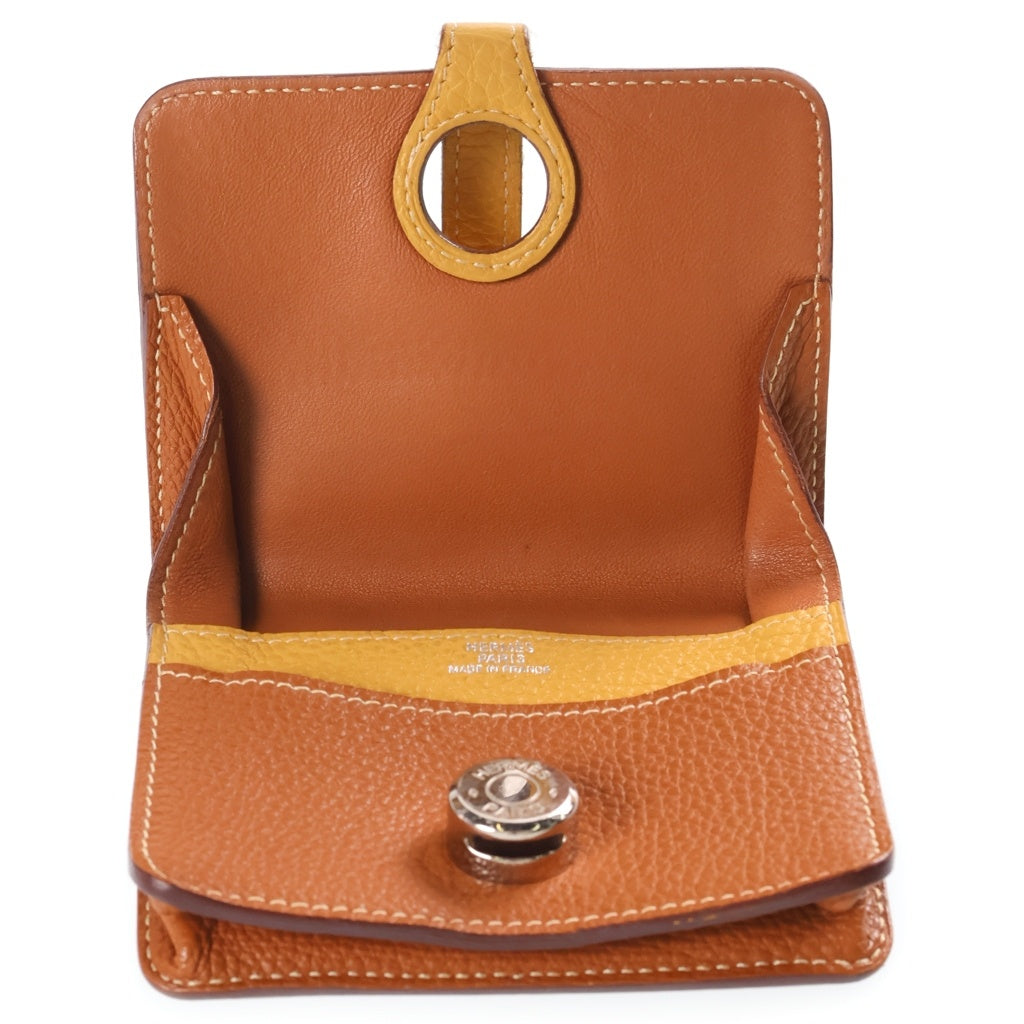 HERMES(エルメス) ドゴン コンパクト バイカラー ウォレット 財布 トゴ ゴールド/カリー □L刻印