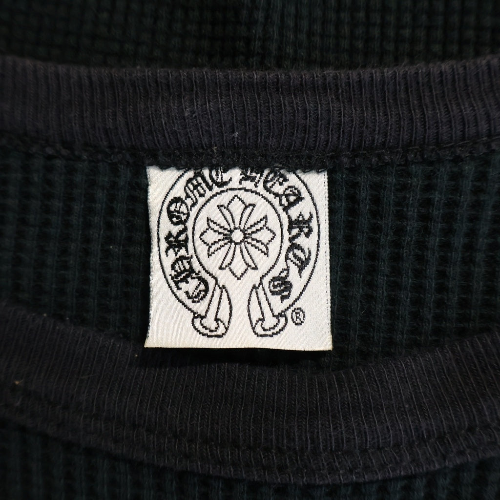 CHROME HEARTS(クロムハーツ) OLD FUCK YOU L/S Tee オールド ファックユー刺繍 サーマル 胸ポケット クルーネック長袖Tシャツカットソー ロングスリーブ ロンT グリーン