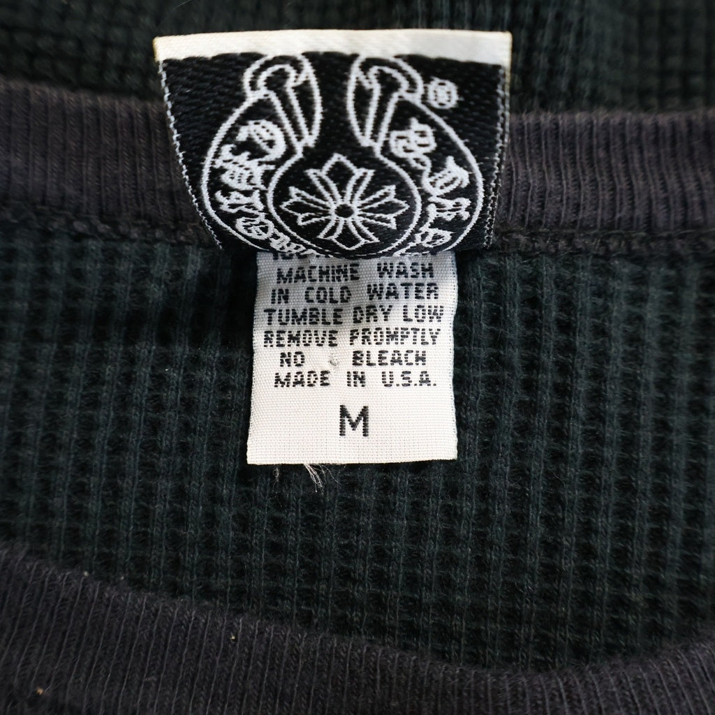 CHROME HEARTS(クロムハーツ) OLD FUCK YOU L/S Tee オールド ファックユー刺繍 サーマル 胸ポケット クルーネック長袖Tシャツカットソー ロングスリーブ ロンT グリーン