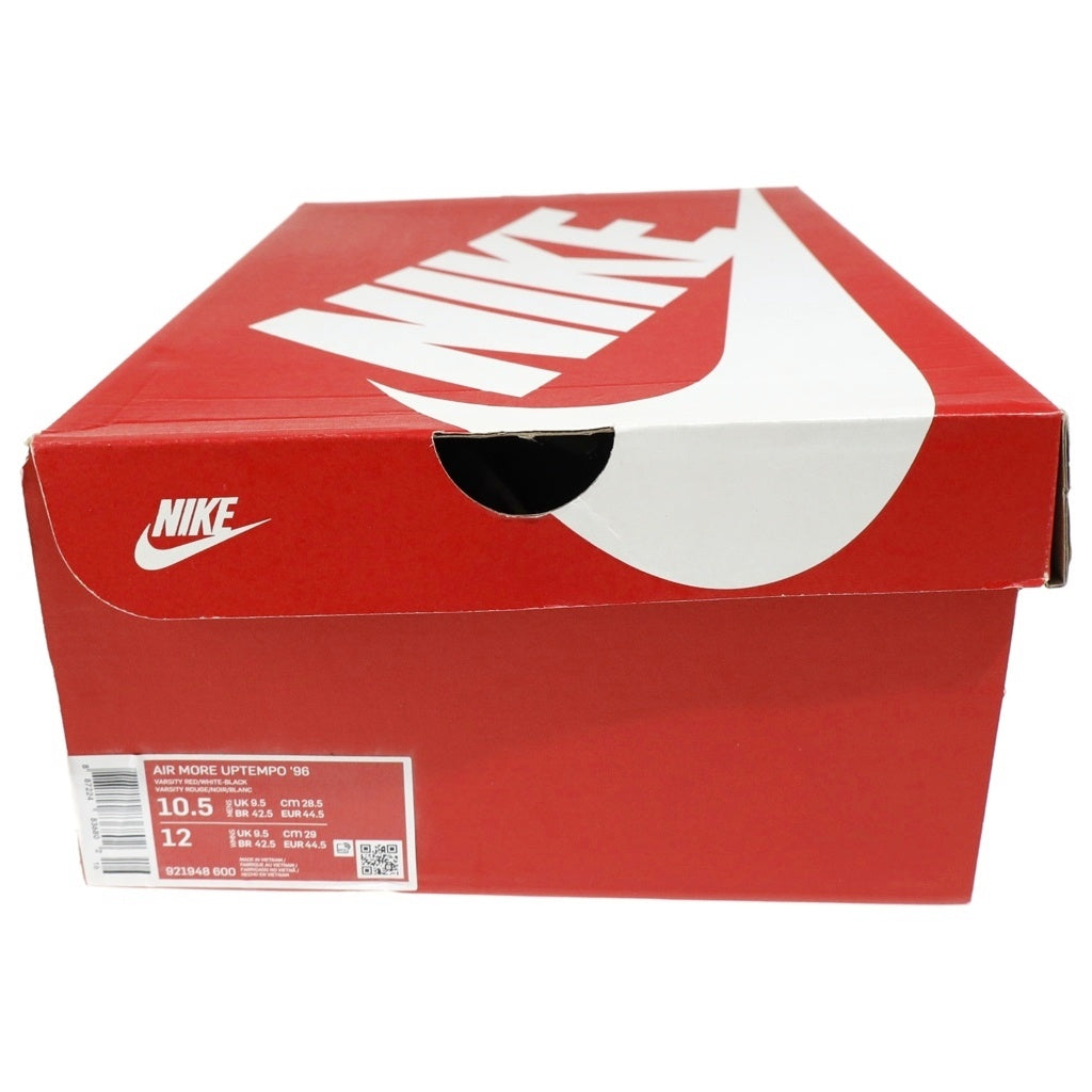 NIKE(ナイキ) IR MORE UPTEMPO BLACK AND VARSITY RED エア モアテン 96 ブラック アンド バーシティレッド ミッドカットスニーカー US10.5/28.5cm 921948-600