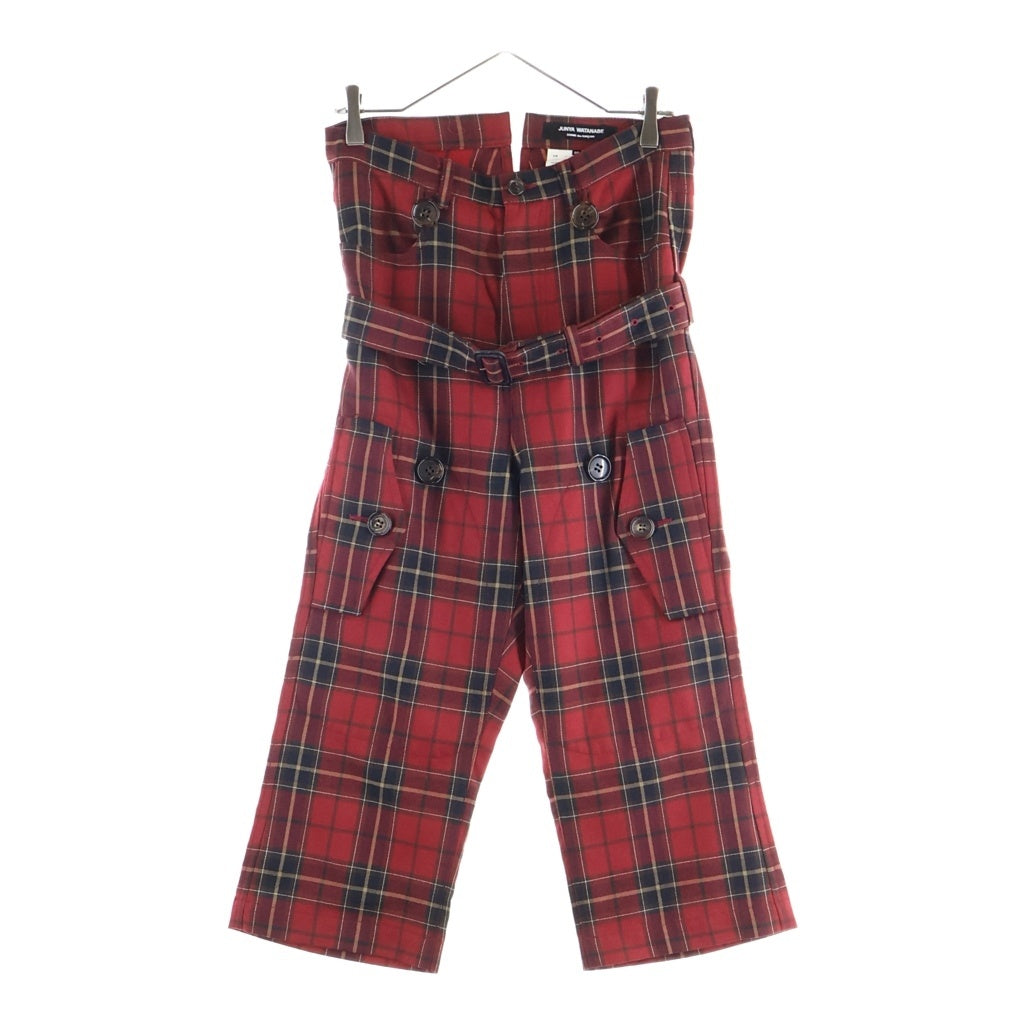 JUNYA WATANABE COMME des GARCONS(ジュンヤワタナベ コムデギャルソン) 06SS Archive Check Pants チェック トレンチコート パンツ 解体再構築 レッド レディース JQ-P012