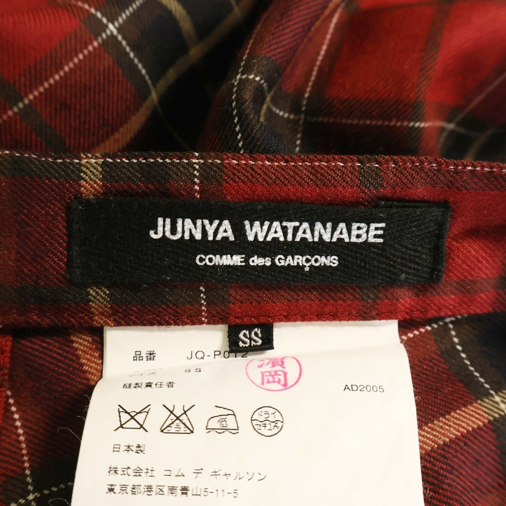 JUNYA WATANABE COMME des GARCONS(ジュンヤワタナベ コムデギャルソン) 06SS Archive Check Pants チェック トレンチコート パンツ 解体再構築 レッド レディース JQ-P012