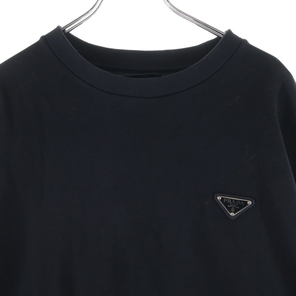 PRADA(プラダ) Re-Nylon Sweatshirt トライアングルロゴ ナイロン切替 クルーネックスウェットトレーナー ブラック UJL30A