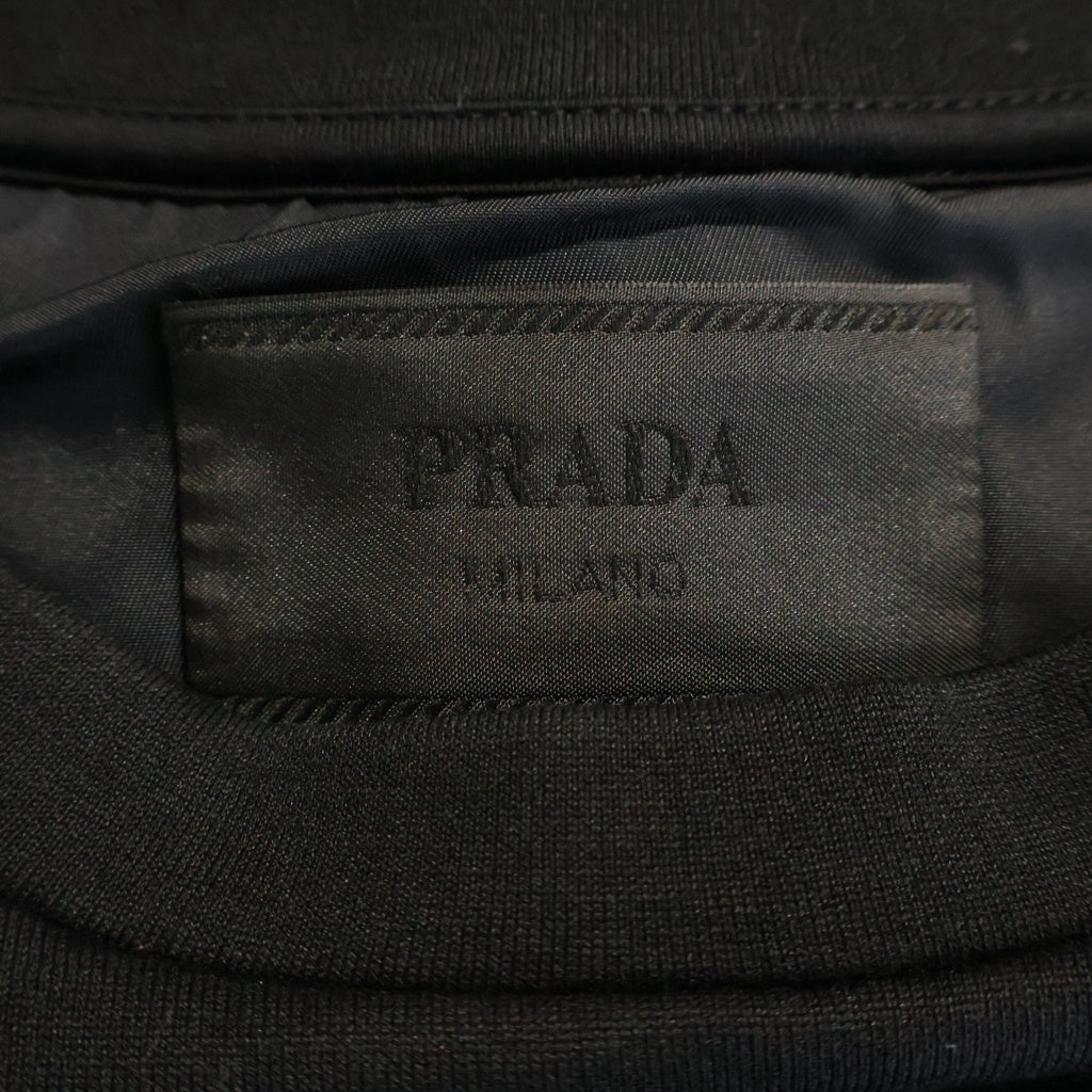 PRADA(プラダ) Re-Nylon Sweatshirt トライアングルロゴ ナイロン切替 クルーネックスウェットトレーナー ブラック UJL30A