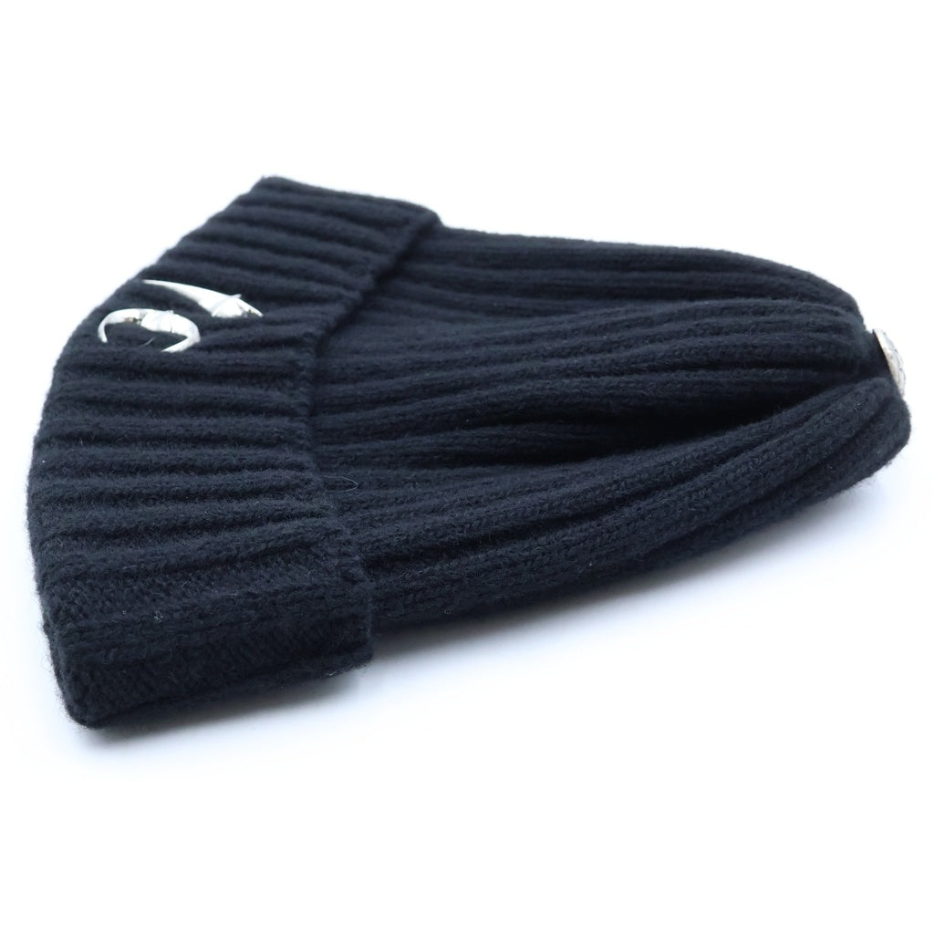 THUG CLUB(サグクラブ) Knit Beanie ロゴチャーム ニットビーニー ニット帽 帽子 ブラック TC23AC1602