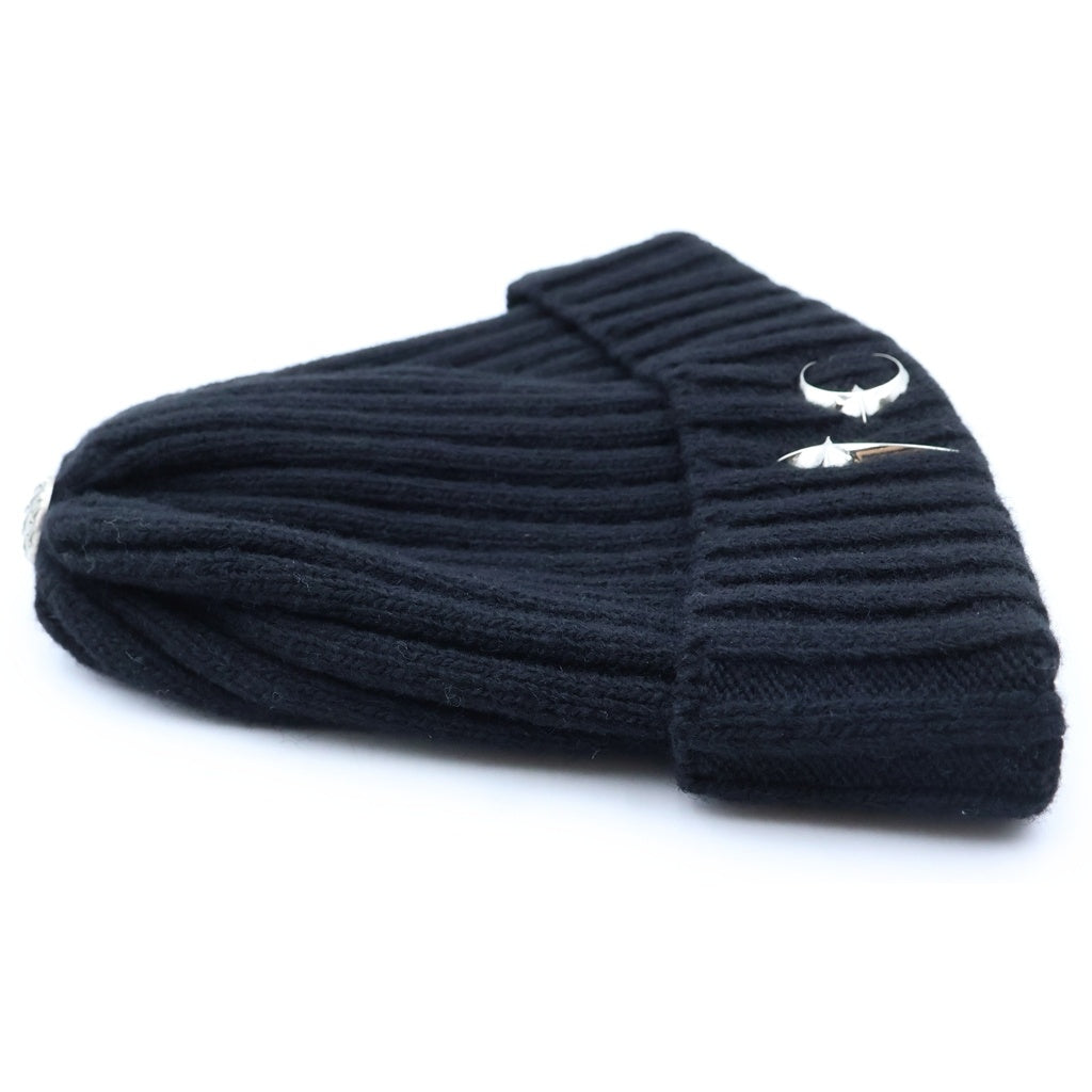 THUG CLUB(サグクラブ) Knit Beanie ロゴチャーム ニットビーニー ニット帽 帽子 ブラック TC23AC1602