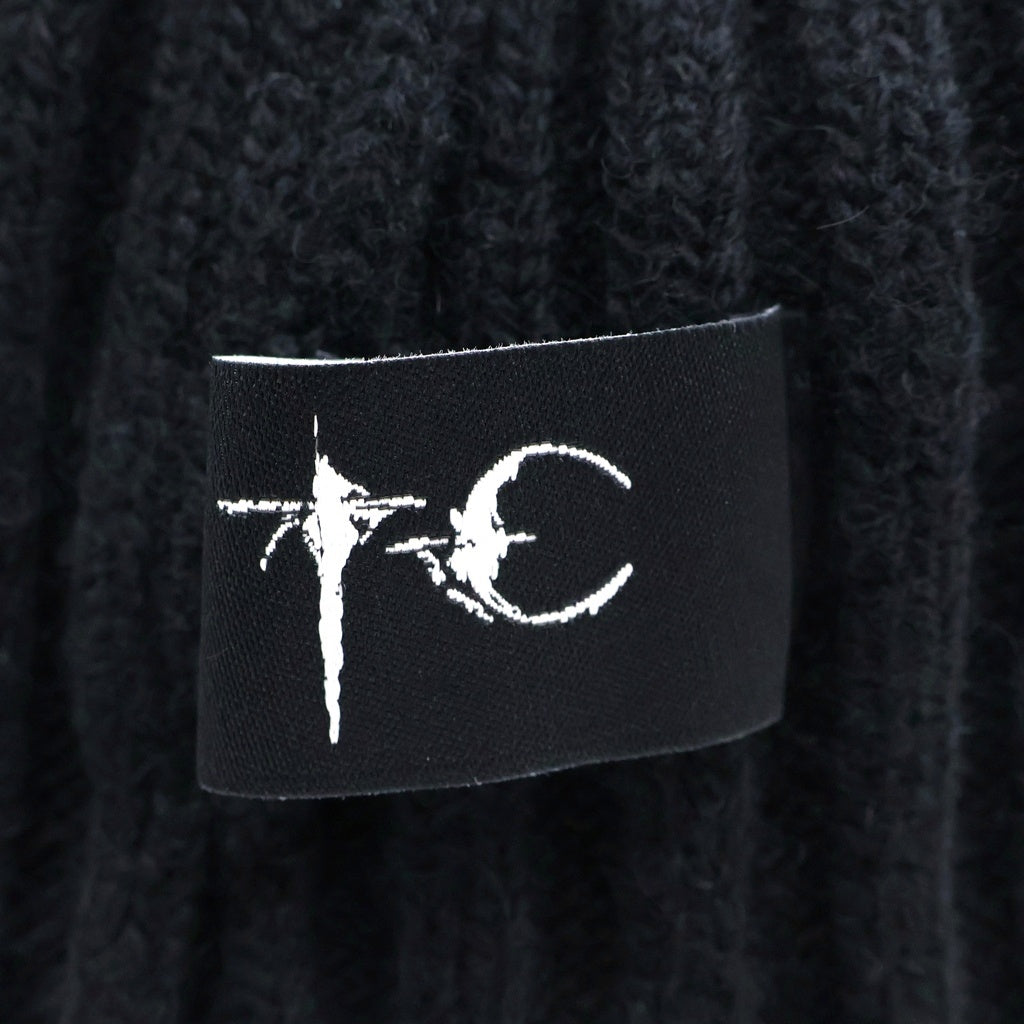 THUG CLUB(サグクラブ) Knit Beanie ロゴチャーム ニットビーニー ニット帽 帽子 ブラック TC23AC1602