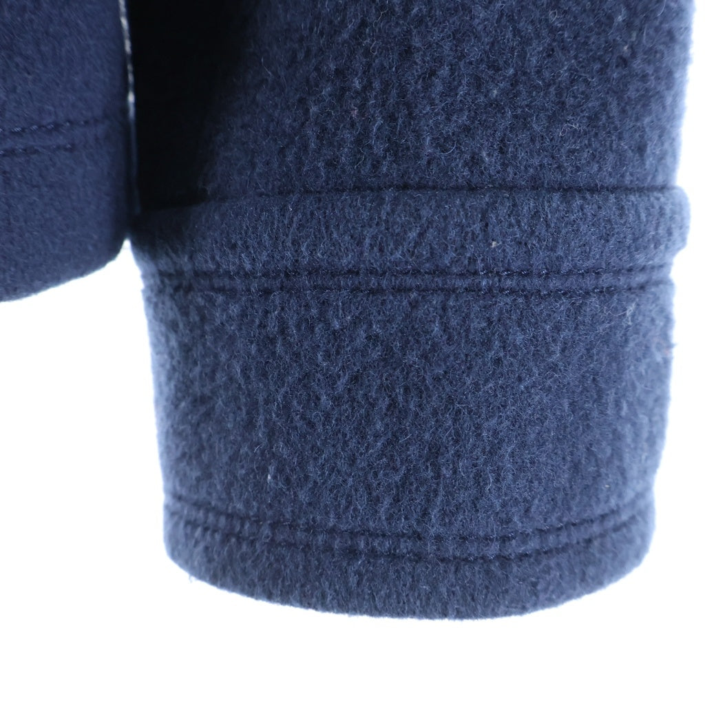 BURBERRY BLUE LABEL(バーバリーブルーレーベル) Wool Short Coat ロゴ刺繍 裏地チェック ウールショートコート ネイビー レディース E1B17-262-29