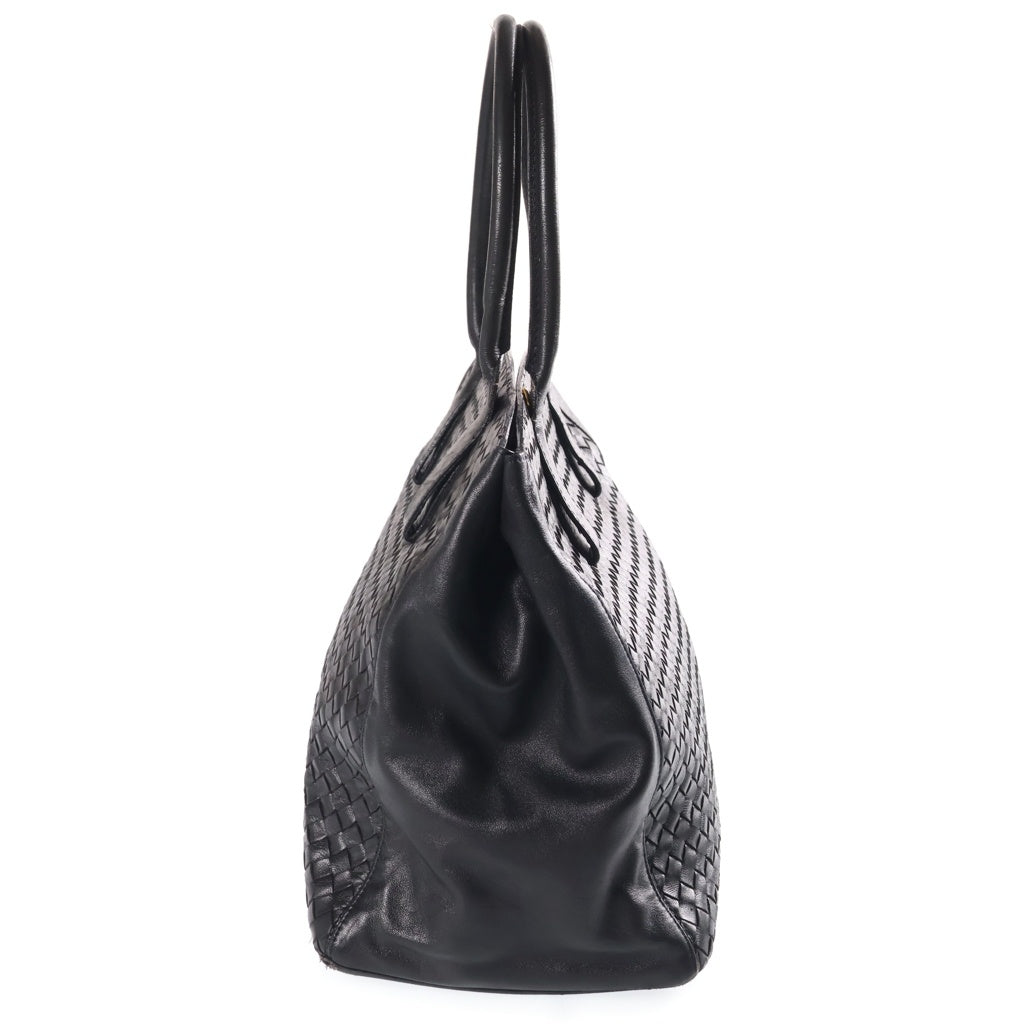 BOTTEGA VENETA(ボッテガヴェネタ) イントレチャート 2WAY レザーショルダーバッグ ハンドバッグ ブラック レディース