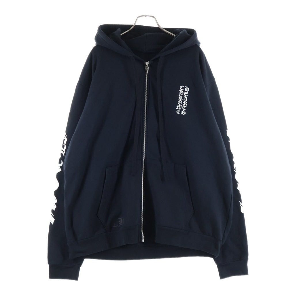 CHROME HEARTS(クロムハーツ) SWTSHRT HD ZIP ヴァーティカルロゴ ダガージップ フリースパーカー ブラック