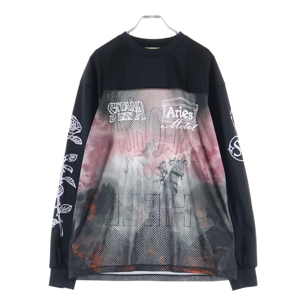 Aries(アリエス) Ramscape Airtex LS Tee グラフィックプリント クルーネック長袖カットソー ブラック AR40050.03