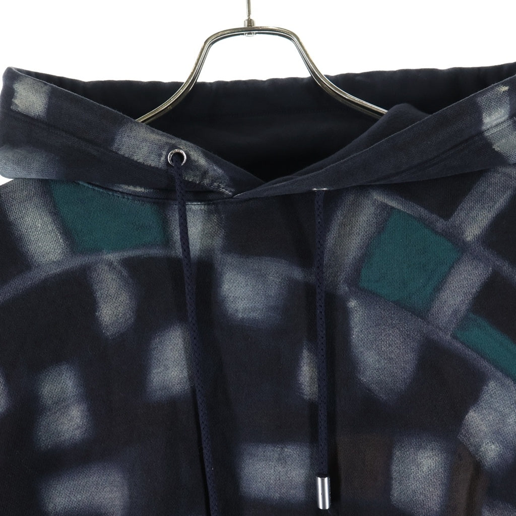 NO BRAND(ノーブランド) ECKHAUS LATTA HOODIE/PORCUPNE エコーズラッタ チェックデザイン プルオーバーパーカー フーディー ネイビー