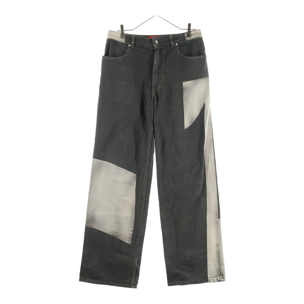 ECKHAUS LATTA Wide Leg Jean スプレーデザイン ワイドストレートジーンズ デニム ブラック/ホワイト