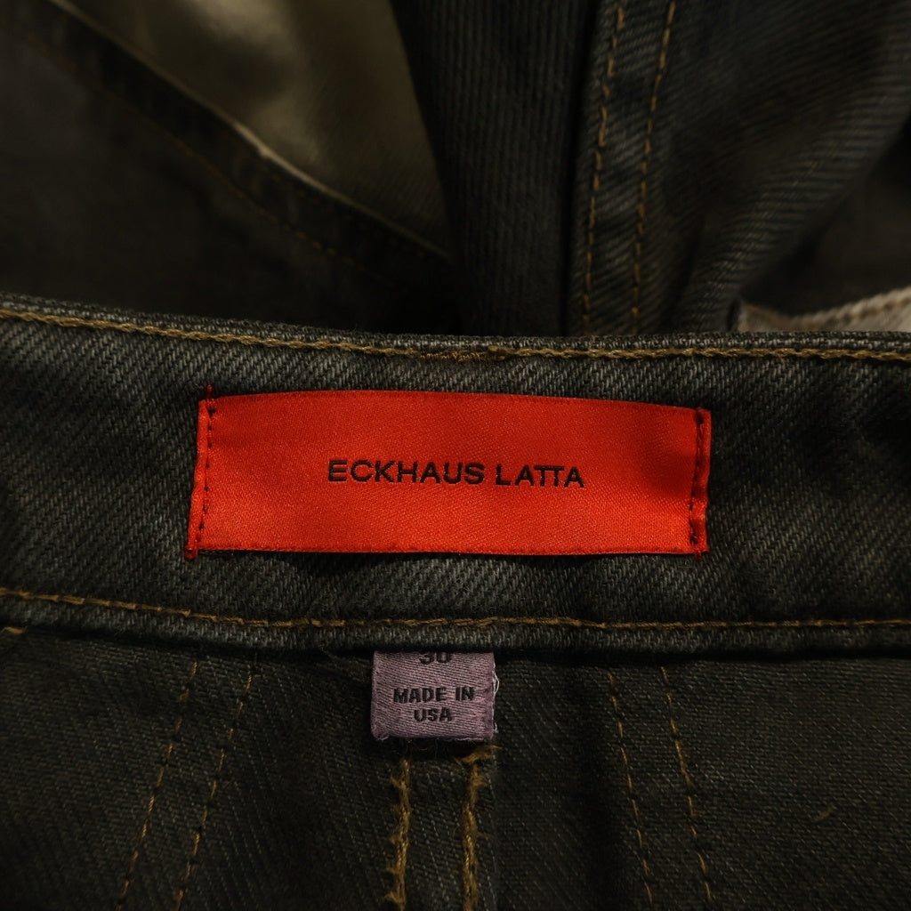 ECKHAUS LATTA Wide Leg Jean スプレーデザイン ワイドストレートジーンズ デニム ブラック/ホワイト
