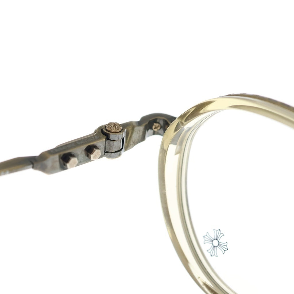 CHROME HEARTS(クロムハーツ) SEX T-9 クリアレンズ クロステンプルラウンドメタルフレーアイウェア 眼鏡 ゴールド
