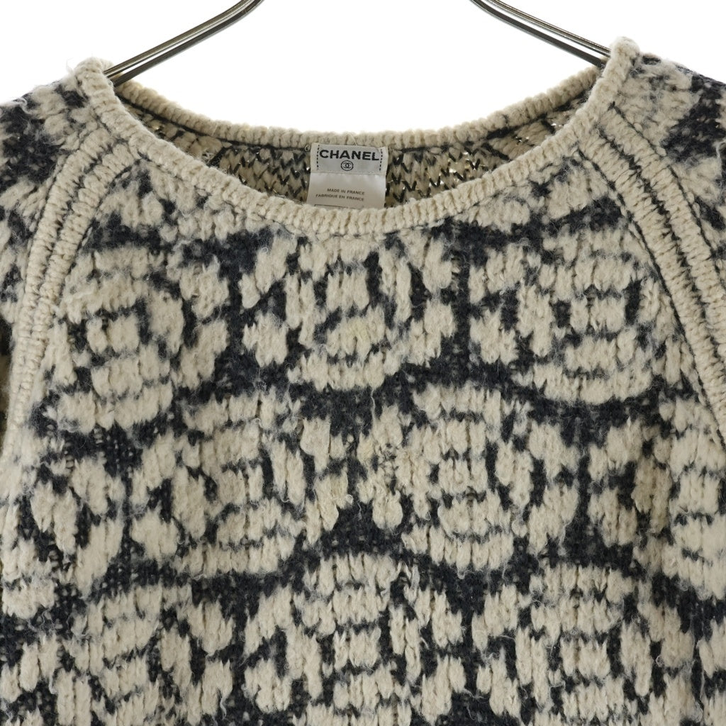 CHANEL(シャネル) 01AW Pocket Knit Sweater ポケット付き ニット セーター アイボリー/グレー レディース P18400V00996