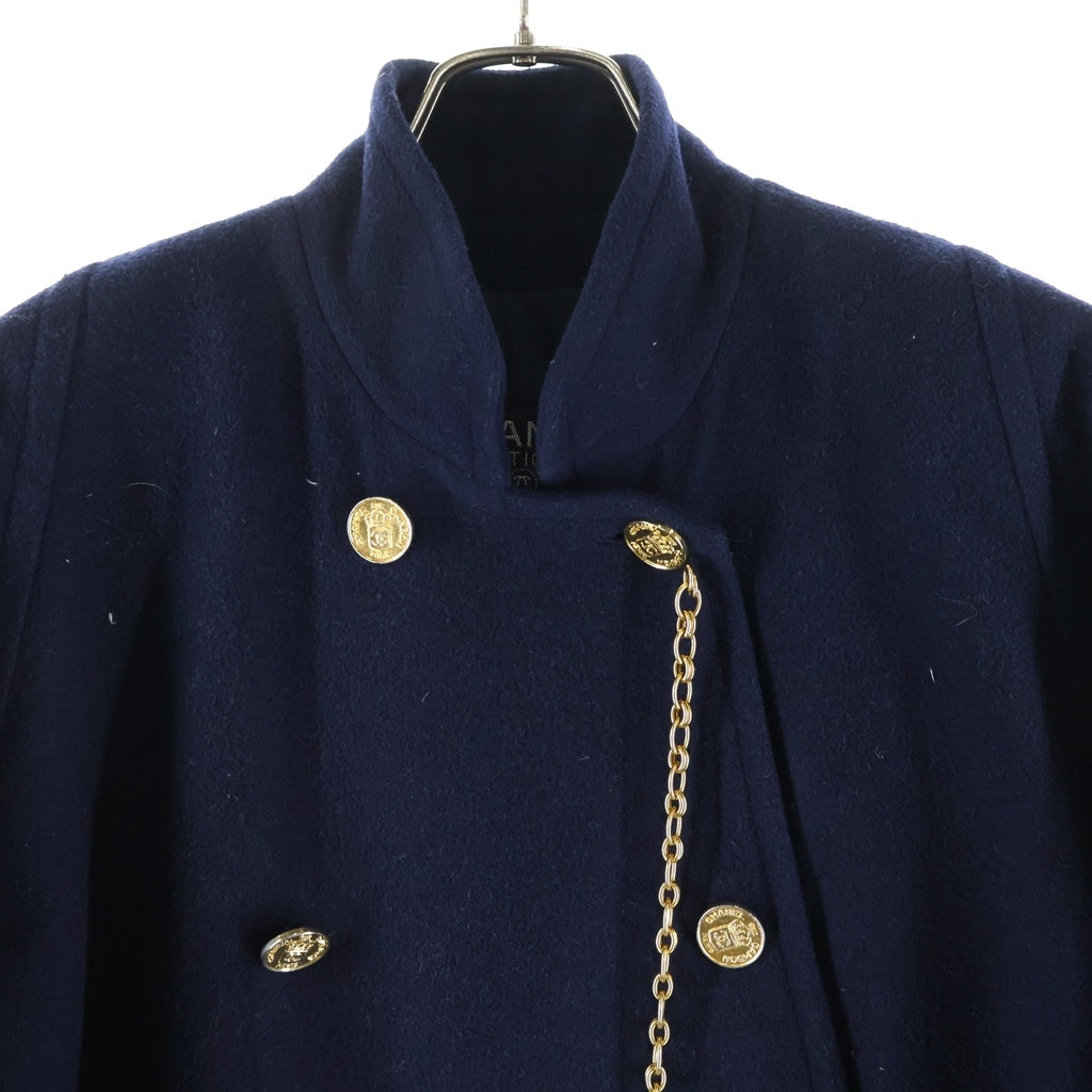 CHANEL BOUTIQUE(シャネルブティック) 80s VINTAGE Double Brest Coat ダブル ブレストコート ココマークボタン チェーン付き ネイビー レディース