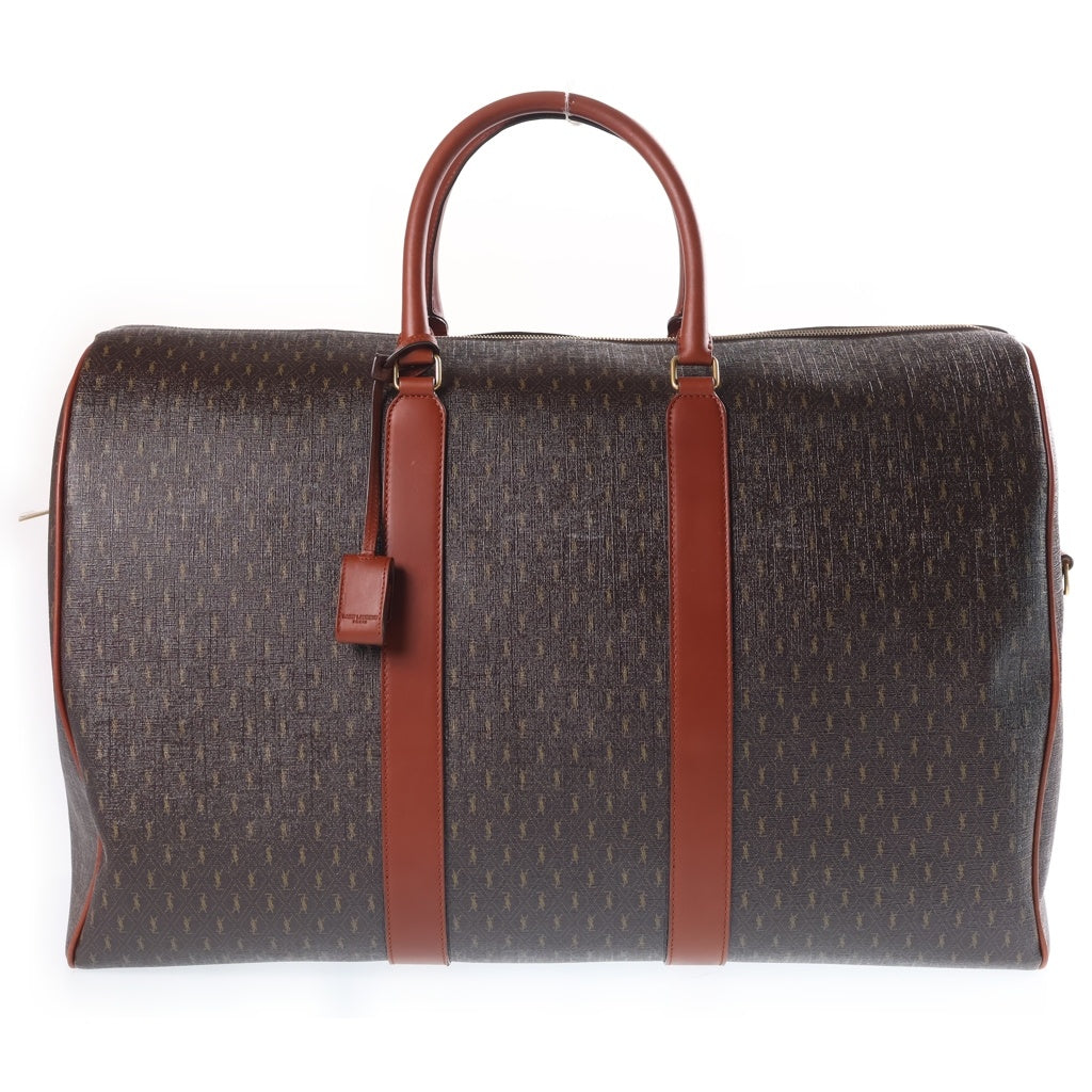 SAINT LAURENT PARIS(サンローランパリ) Leather Boston Bag レザー ボストンバッグ PVCコーティング キャンバス ブラウン 582141