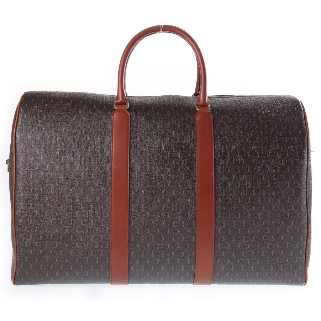 SAINT LAURENT PARIS(サンローランパリ) Leather Boston Bag レザー ボストンバッグ PVCコーティング キャンバス ブラウン 582141