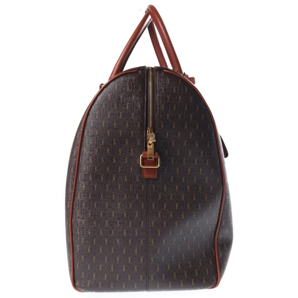 SAINT LAURENT PARIS(サンローランパリ) Leather Boston Bag レザー ボストンバッグ PVCコーティング キャンバス ブラウン 582141