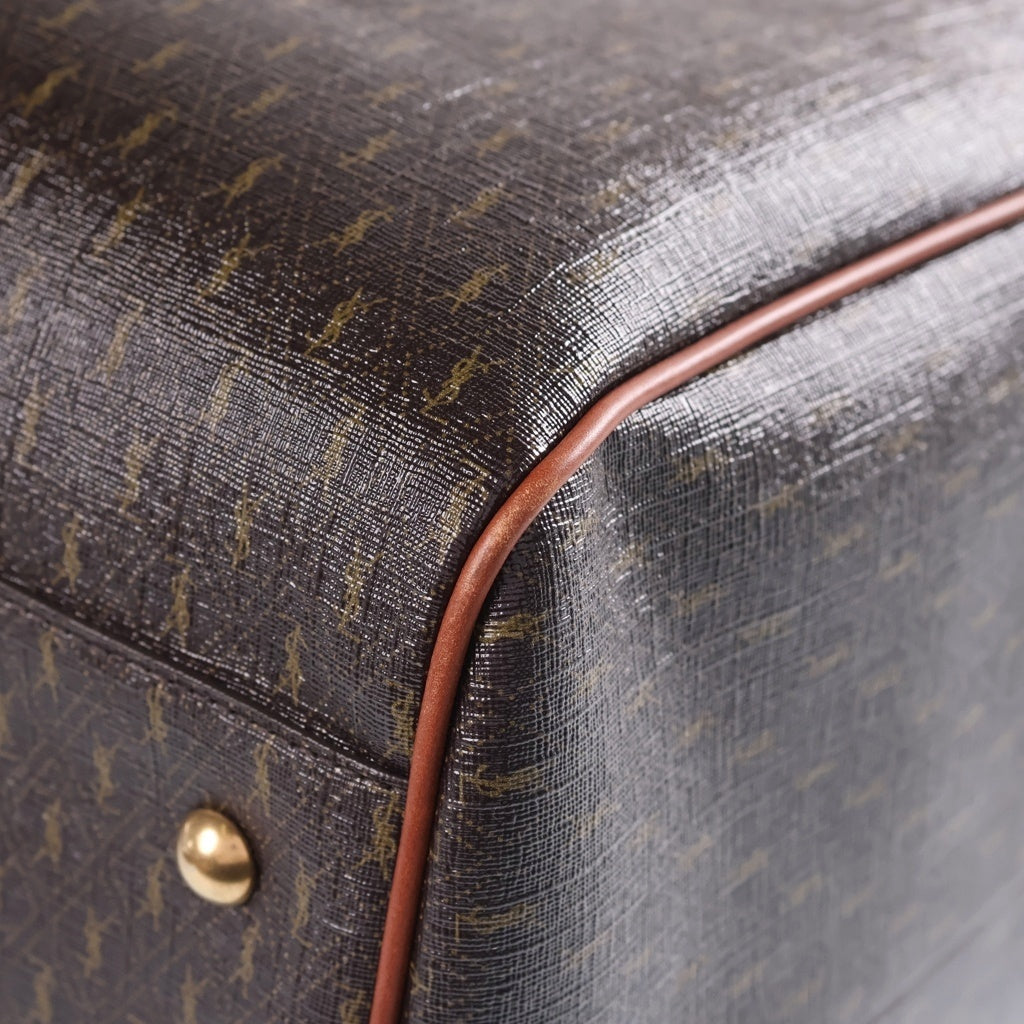 SAINT LAURENT PARIS(サンローランパリ) Leather Boston Bag レザー ボストンバッグ PVCコーティング キャンバス ブラウン 582141