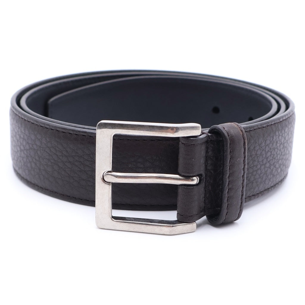 SAINT LAURENT PARIS(サンローランパリ) 25-26AW Leather Belt ヴァディム スクエアバックル スムースレザークロコ ベルト ブラウン 834591