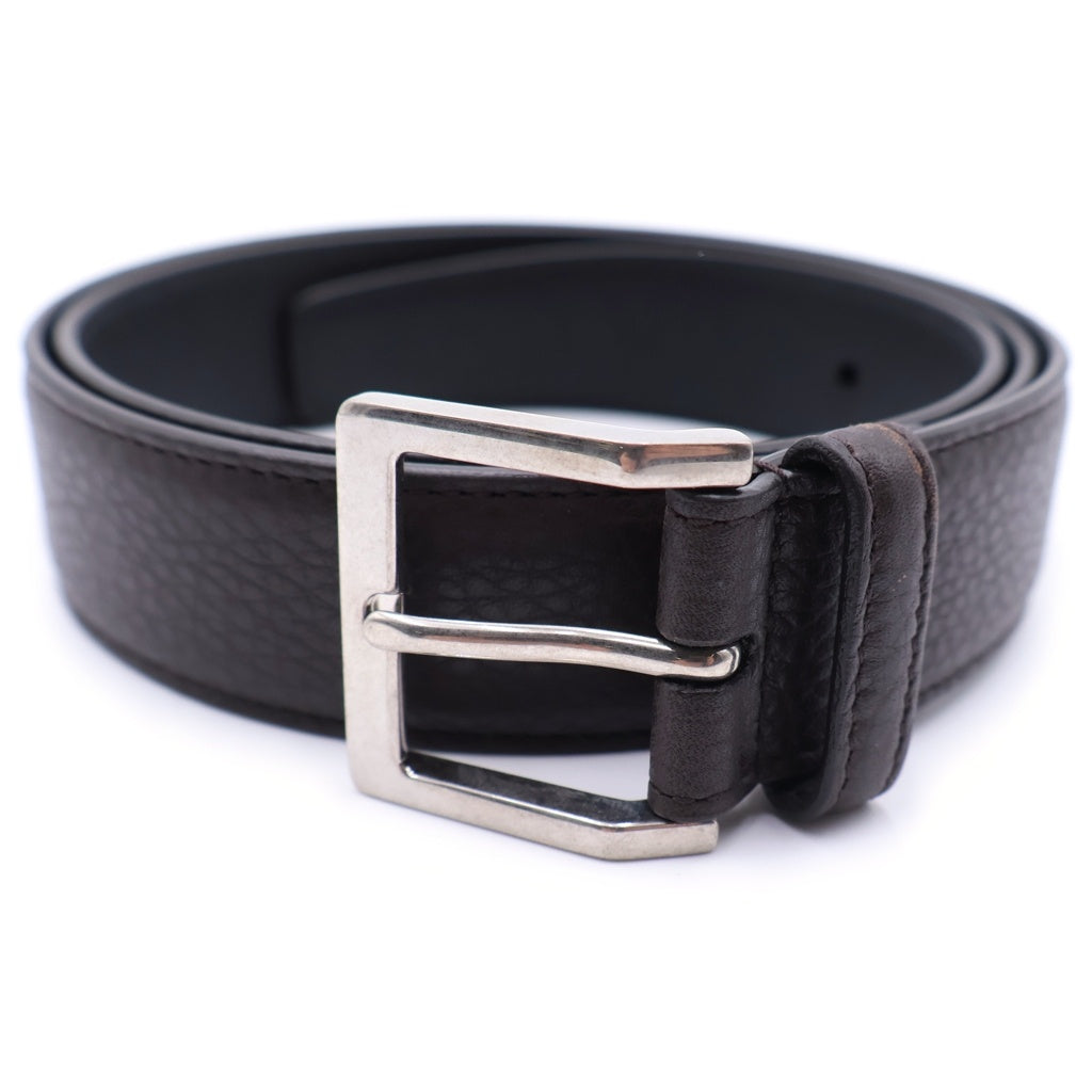 SAINT LAURENT PARIS(サンローランパリ) 25-26AW Leather Belt ヴァディム スクエアバックル スムースレザークロコ ベルト ブラウン 834591