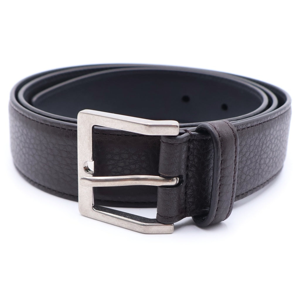 SAINT LAURENT PARIS(サンローランパリ) 25-26AW Leather Belt ヴァディム スクエアバックル スムースレザークロコ ベルト ブラウン 834591