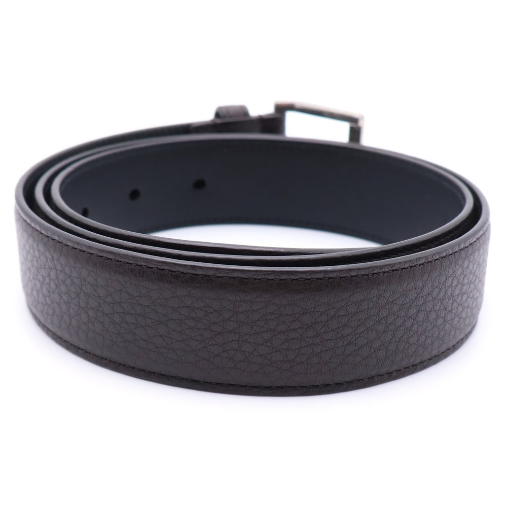 SAINT LAURENT PARIS(サンローランパリ) 25-26AW Leather Belt ヴァディム スクエアバックル スムースレザークロコ ベルト ブラウン 834591