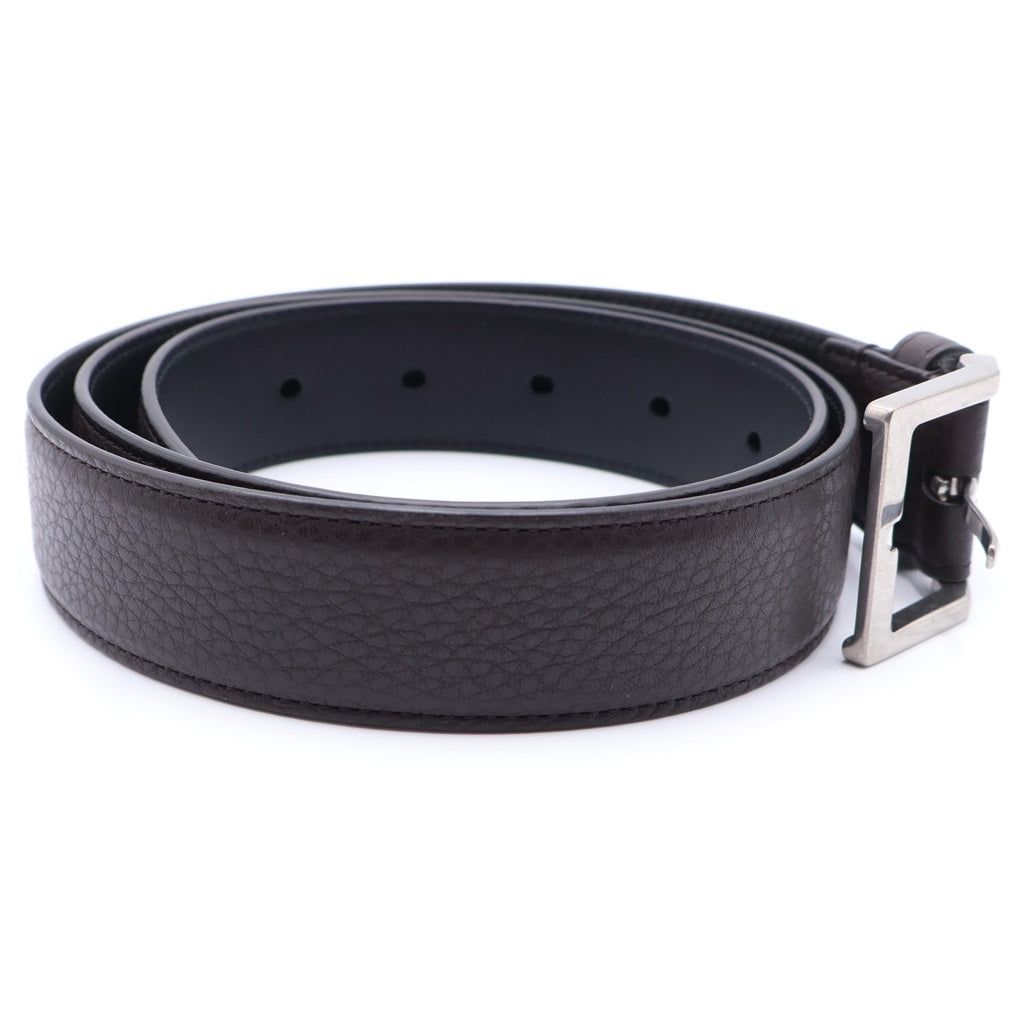 SAINT LAURENT PARIS(サンローランパリ) 25-26AW Leather Belt ヴァディム スクエアバックル スムースレザークロコ ベルト ブラウン 834591