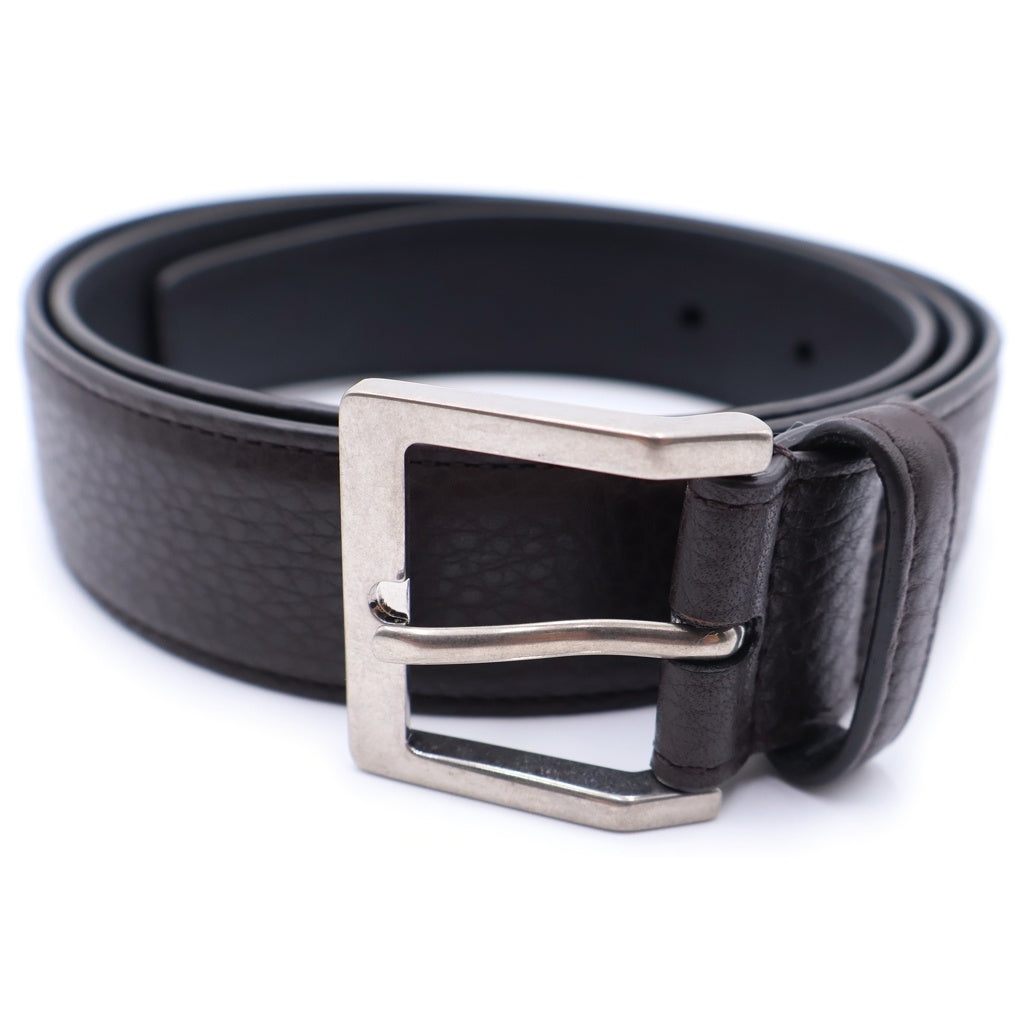 SAINT LAURENT PARIS(サンローランパリ) 25-26AW Leather Belt ヴァディム スクエアバックル スムースレザークロコ ベルト ブラウン 834591