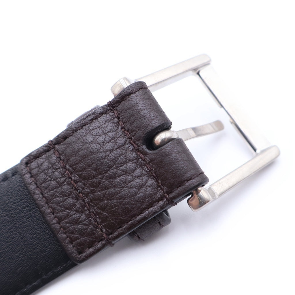 SAINT LAURENT PARIS(サンローランパリ) 25-26AW Leather Belt ヴァディム スクエアバックル スムースレザークロコ ベルト ブラウン 834591