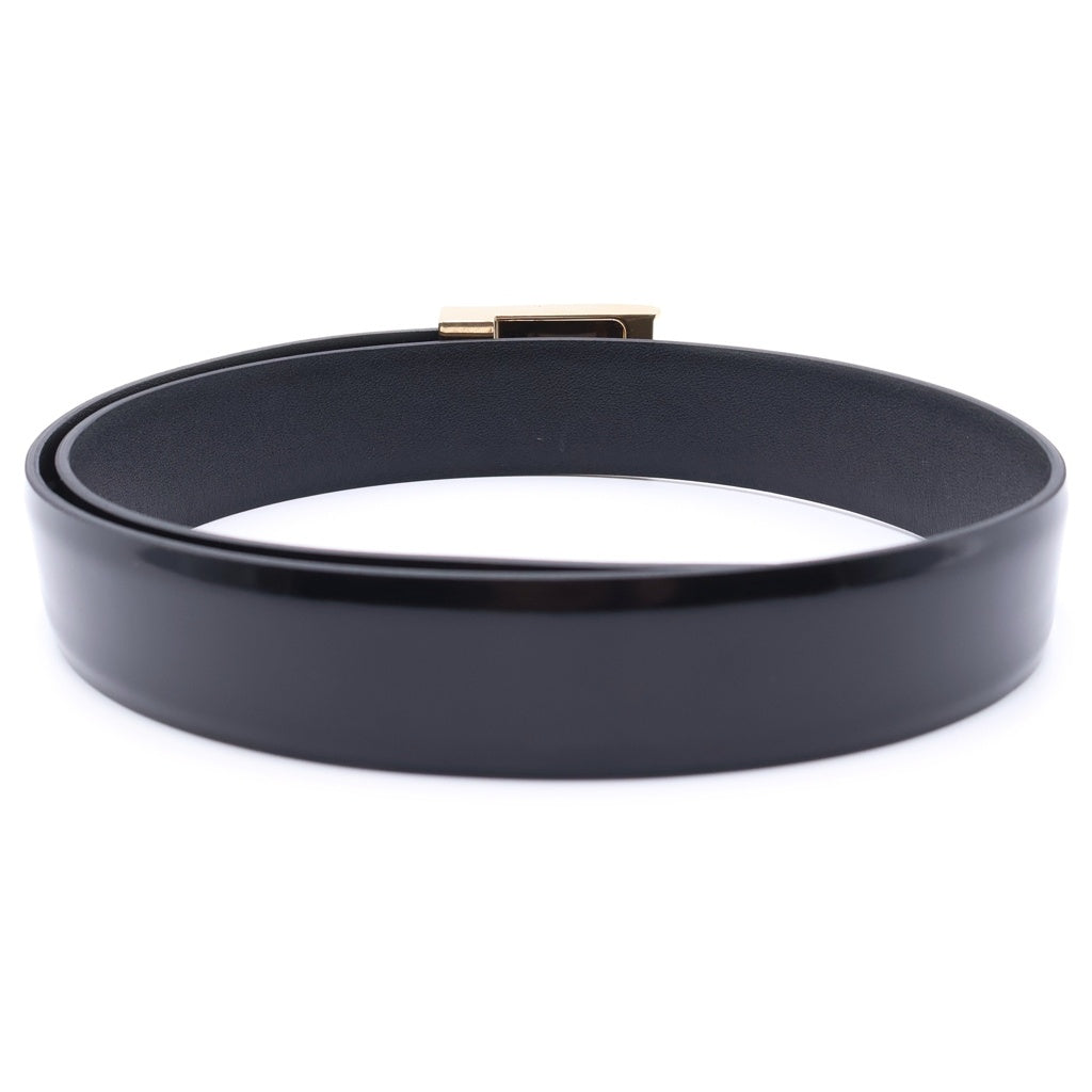 SAINT LAURENT PARIS(サンローランパリ) ブラッシュドレザー バックルベルト ゴールド/ブラック 658517 レディース