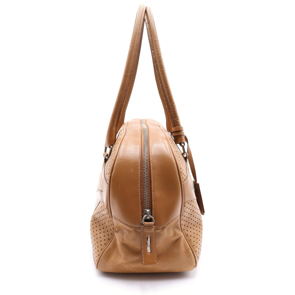 PRADA(プラダ) 00SS ARCHIVE LETHER PUNCHING HANDBAG レザー パンチング 2WAY ハンドバッグ ショルダーバッグ ブラウン