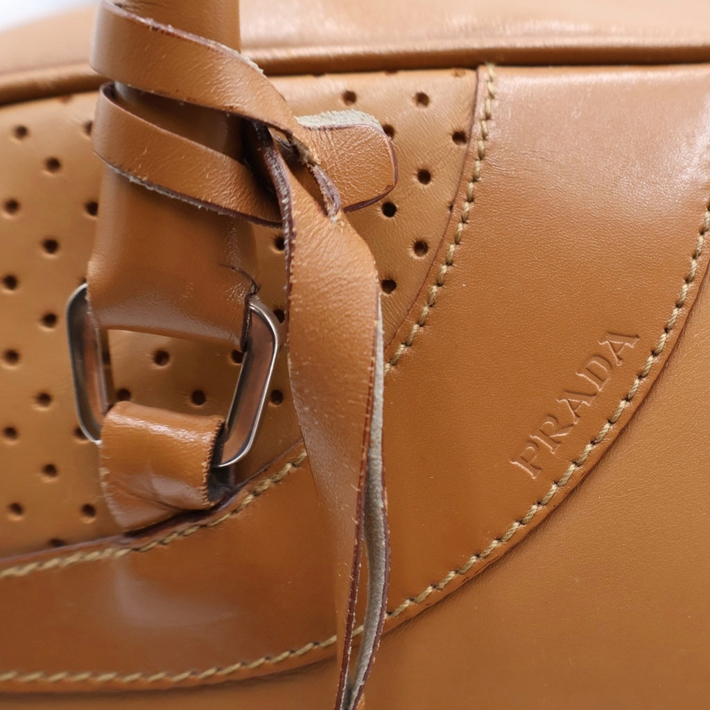PRADA(プラダ) 00SS ARCHIVE LETHER PUNCHING HANDBAG レザー パンチング 2WAY ハンドバッグ ショルダーバッグ ブラウン