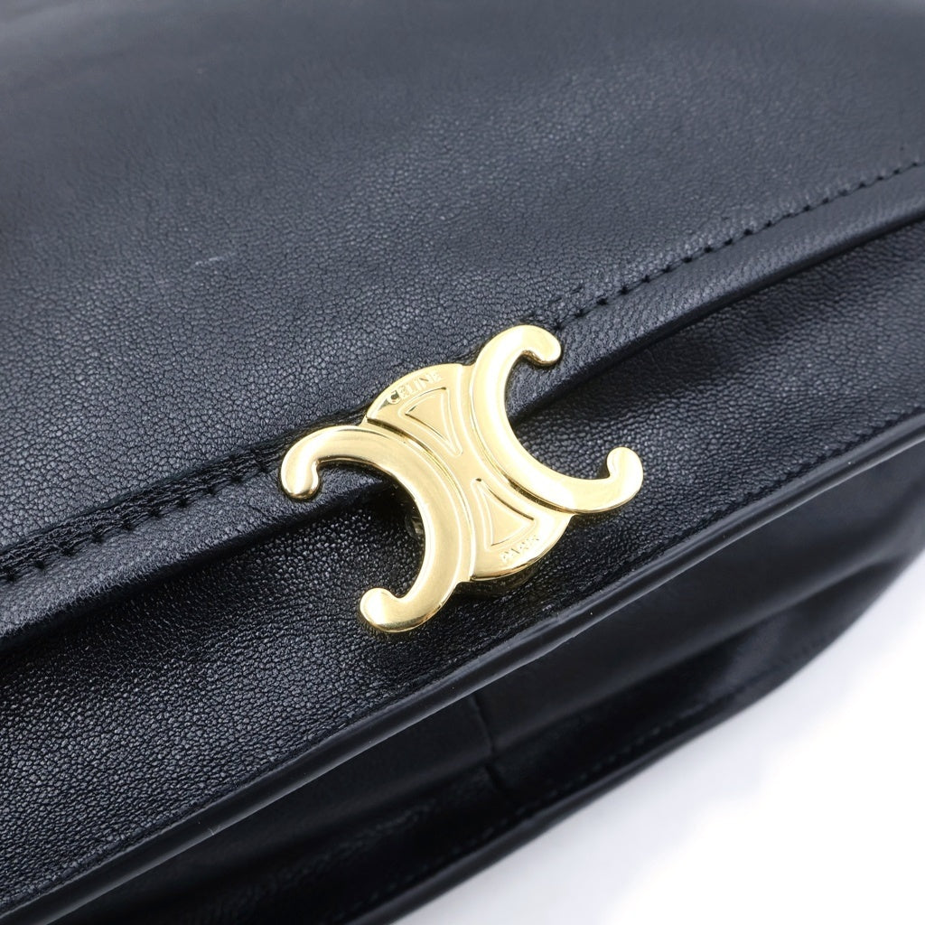CELINE(セリーヌ) Soht Triomphe Besace Short Bag ブザス ソフト トリオンフ サブル シャイニー ラムスキン ショートバック ブラック CU-4295