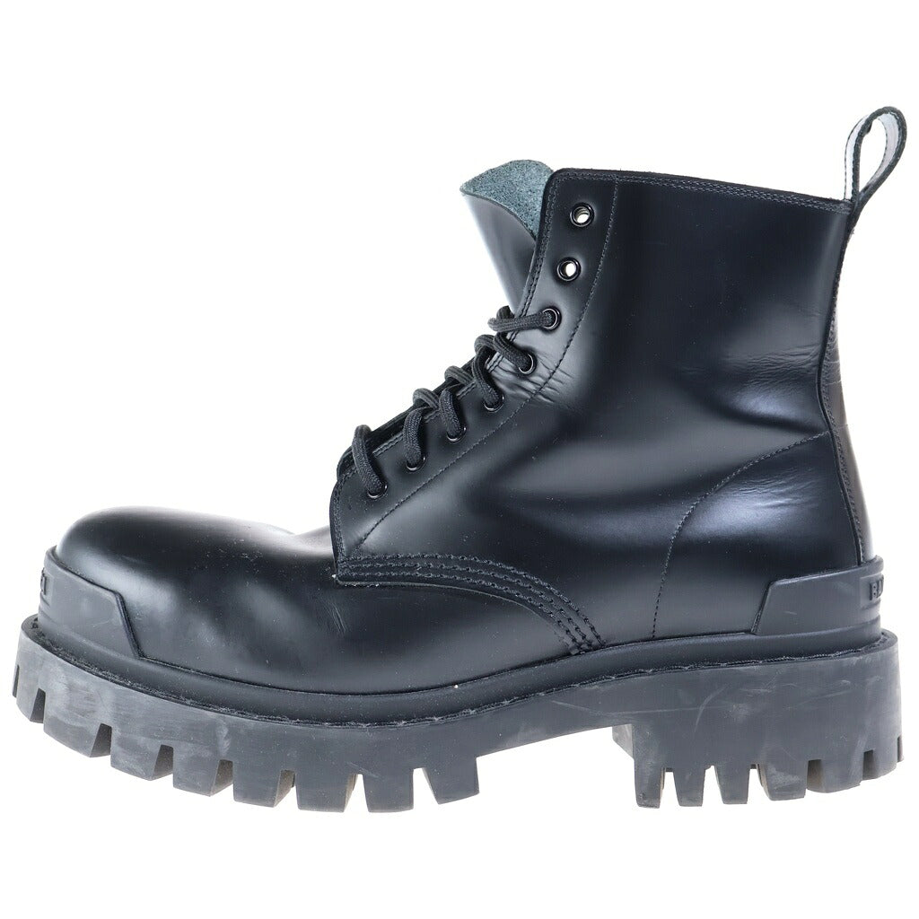 BALENCIAGA(バレンシアガ) STRIKE LACE-UP BOOTS ストライク ロゴデザイン レースアップミドルブーツ ブラック
