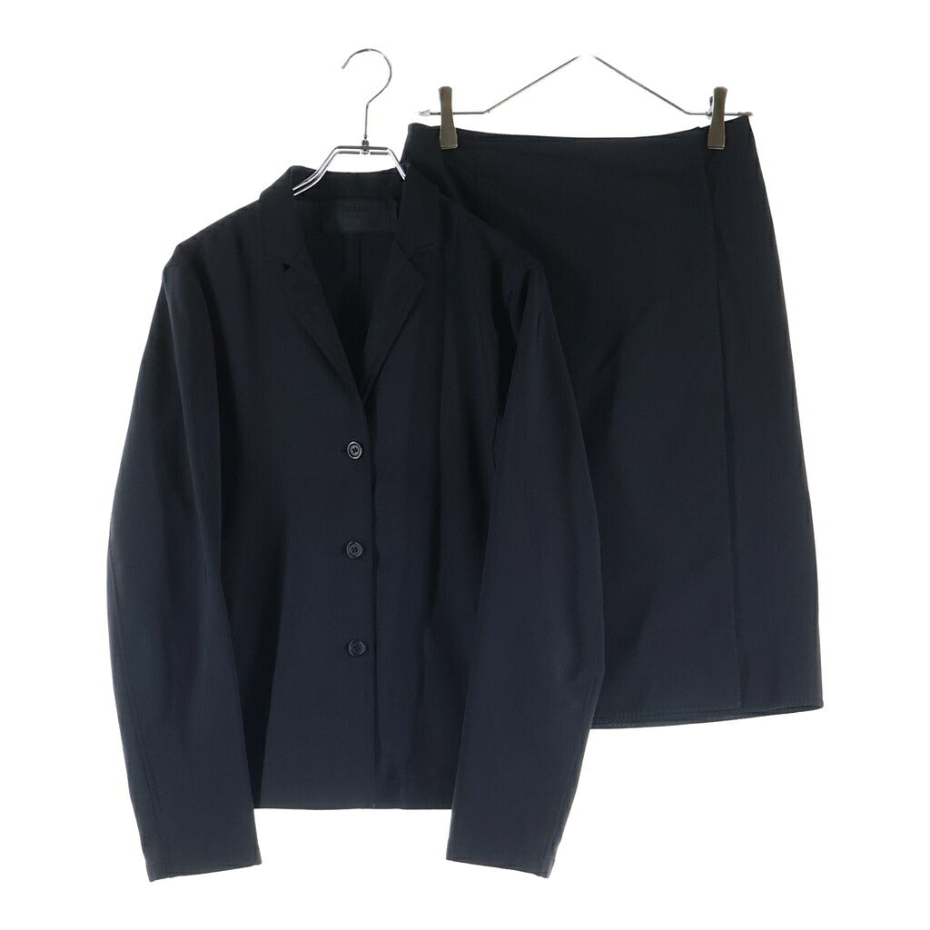 PRADA(プラダ) 90S-00S イタリア製 ステッチデザイン ポリ混 セットアップ 3B ジャケット スカート スーツ レディース ブラック C-TK 8925