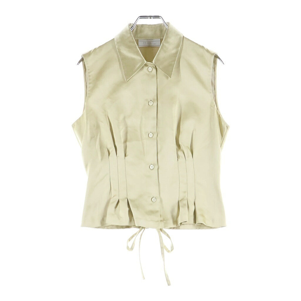 PRADA(プラダ) 90S ウエストタック シルク ノースリーブシャツ ブラウス レディース ゴールド