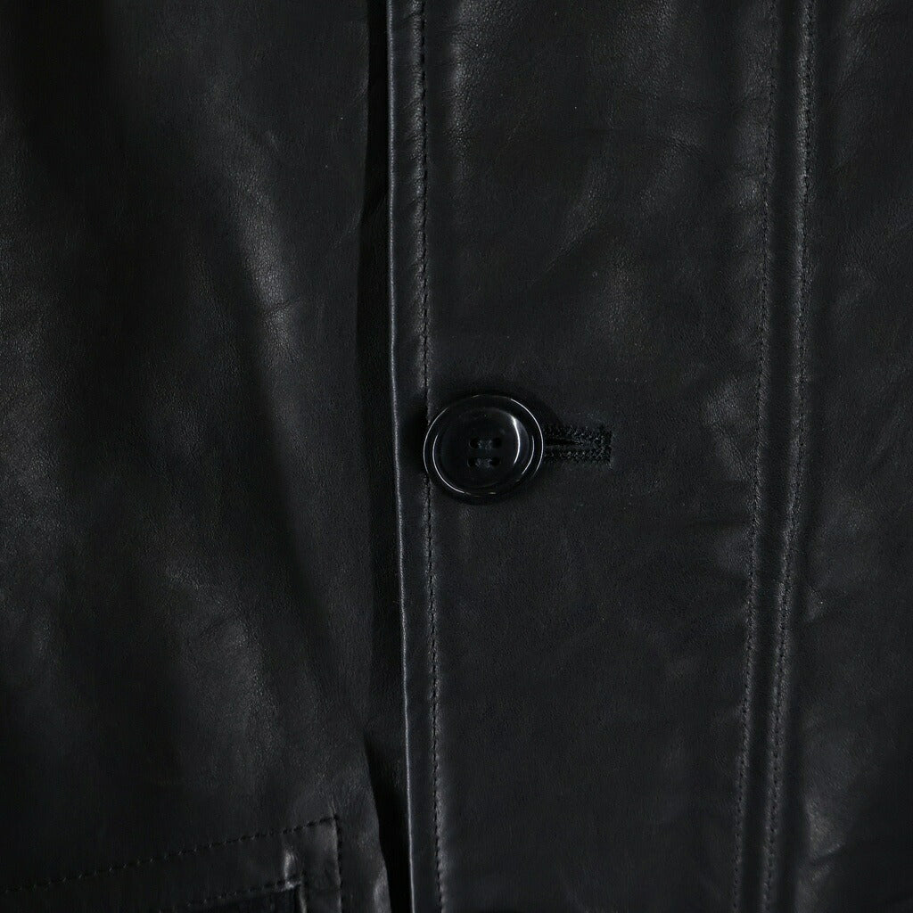 JUNYA WATANABE COMME des GARCONS(ジュンヤワタナベ コムデギャルソン) 11AW AD2011 ウールメルトン切替 レザーカーコート ブラック WH-J018