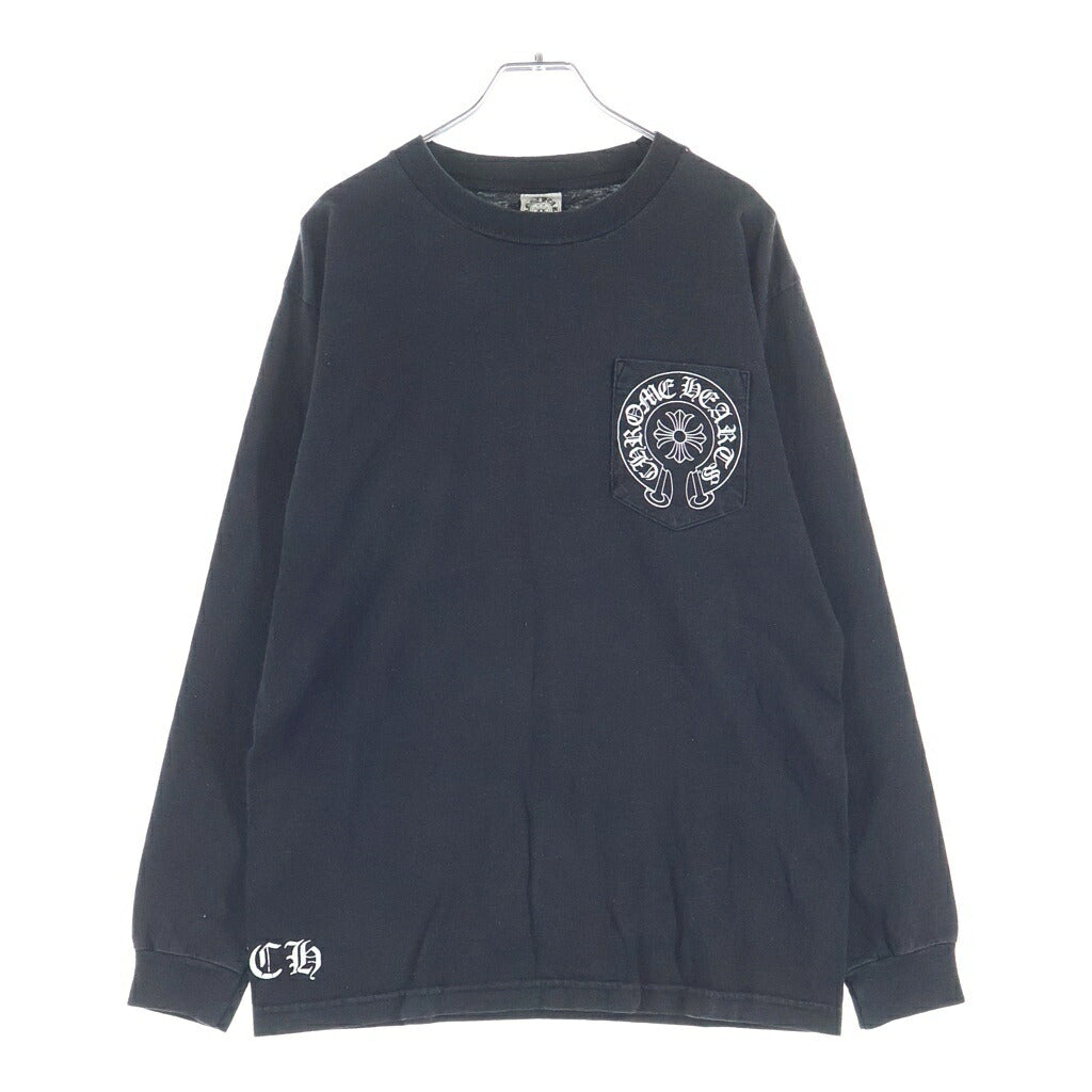 CHROME HEARTS(クロムハーツ) OLD Back Scroll Label Elbow CH PLS LS TEE オールド バック スクロールラベル エルボー CHプラス プリント ロングスリーブ 長袖Tシャツ カットソー ブラック