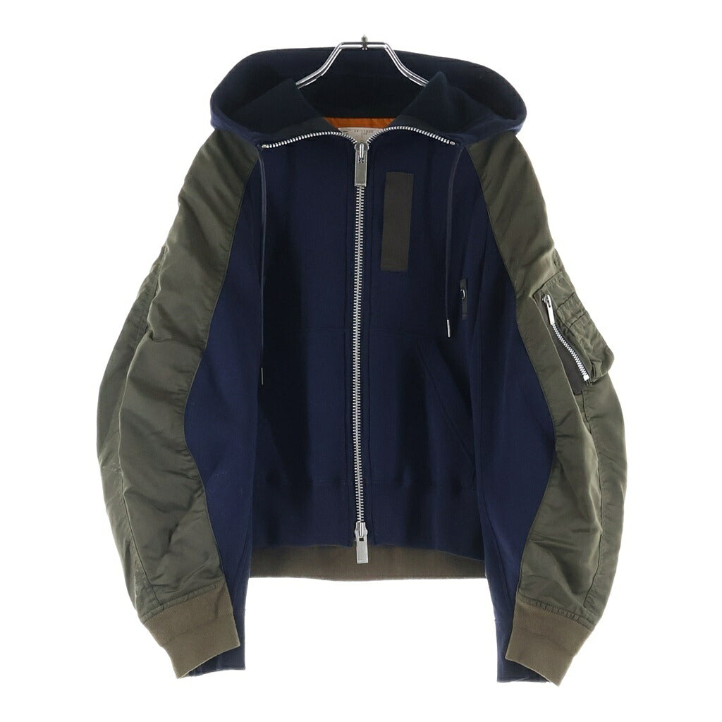 Sacai(サカイ) 26SS Docking Sponge Sweat Hoodie Jacket ドッキング スウェット フーディ ジャケット ネイビー/カーキ 26-08343