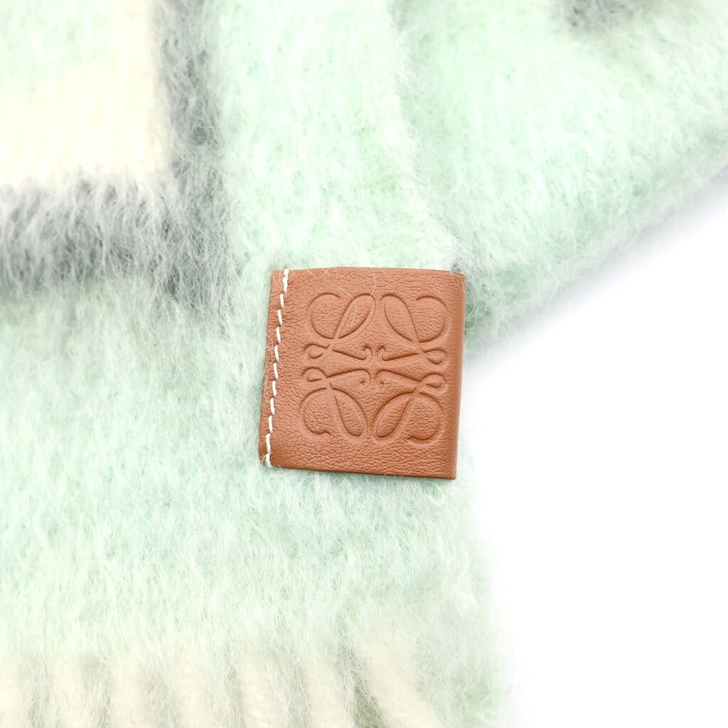 LOEWE(ロエベ) Logo Wool Mohair Scarf アナグラム ウールモヘアスカーフ マフラー グリーン F811257X03