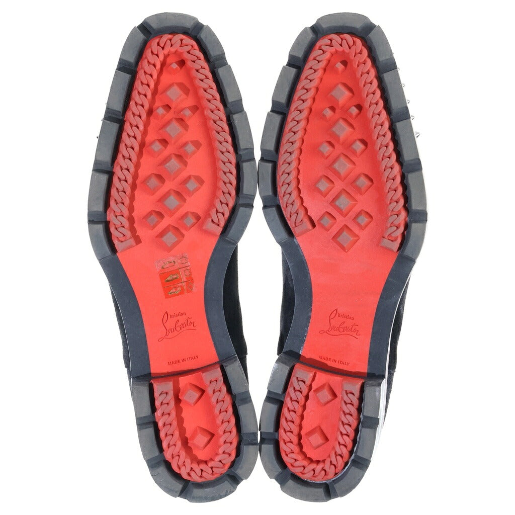 CHRISTIAN LOUBOUTIN(クリスチャンルブタン) Melon Spikes Flat スタッズ スウェードブーツ ハイカットシューズ ブラック