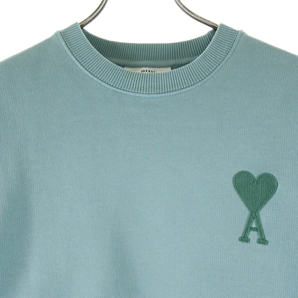 AMI Alexandre Mattiussi(アミアレクサンドルマテュッシ) Sweatshirt ハートロゴ刺繍 クルーネックスウェットトレーナー グリーン A21HJ028.747