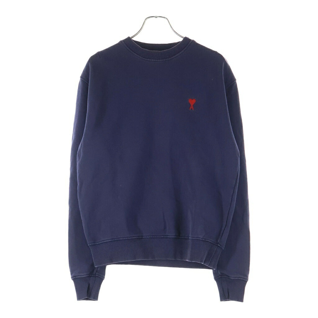 AMI Alexandre Mattiussi(アミアレクサンドルマテュッシ) Sweatshirt ハートロゴ刺繍 クルーネックスウェットトレーナー ネイビー E21HJ007.730