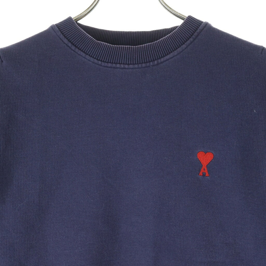 AMI Alexandre Mattiussi(アミアレクサンドルマテュッシ) Sweatshirt ハートロゴ刺繍 クルーネックスウェットトレーナー ネイビー E21HJ007.730