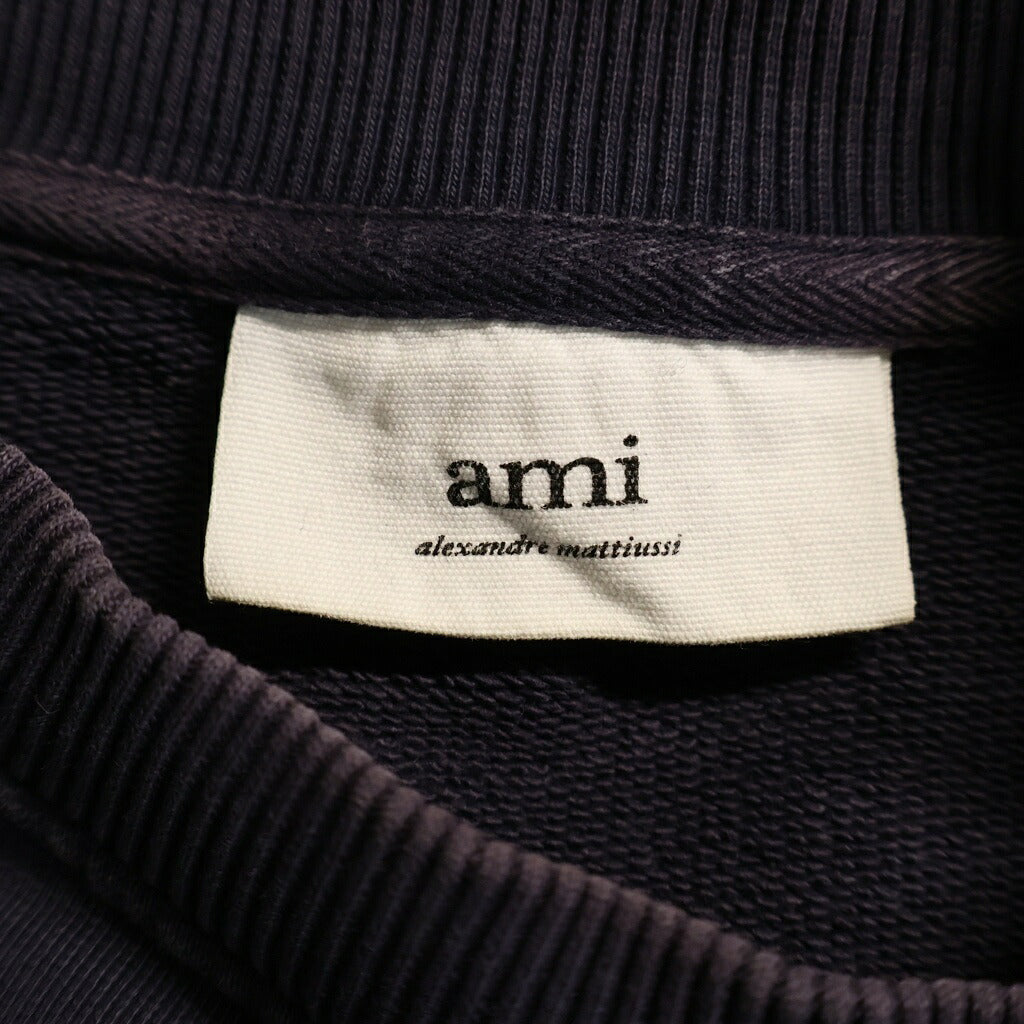 AMI Alexandre Mattiussi(アミアレクサンドルマテュッシ) Sweatshirt ハートロゴ刺繍 クルーネックスウェットトレーナー ネイビー E21HJ007.730