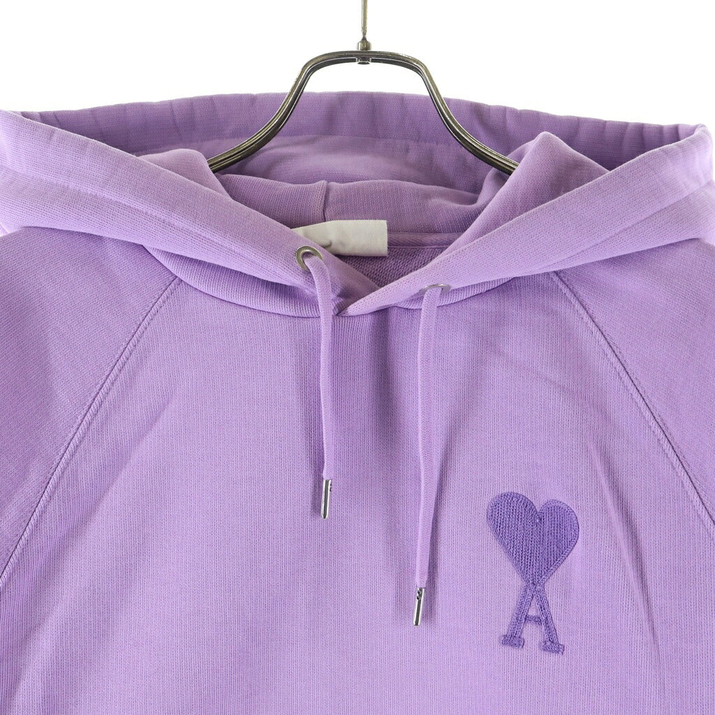 AMI Alexandre Mattiussi(アミアレクサンドルマテュッシ) Hoodie ハートロゴ刺繍 プルオーバースウェットパーカー フーディー パープル E21FJ058.747