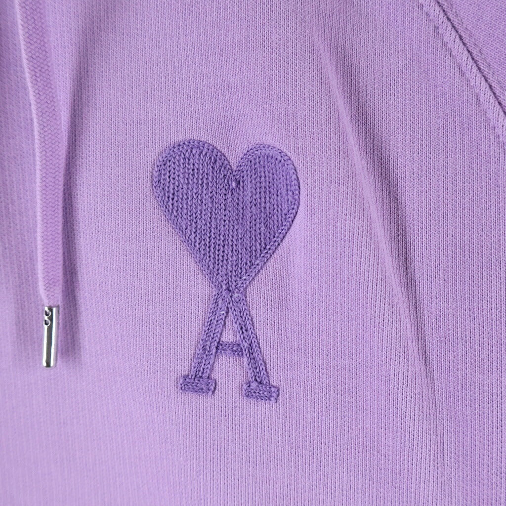 AMI Alexandre Mattiussi(アミアレクサンドルマテュッシ) Hoodie ハートロゴ刺繍 プルオーバースウェットパーカー フーディー パープル E21FJ058.747